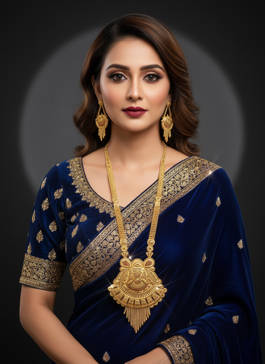 Large Pandent Long Rani Haar with Earrings LRH007