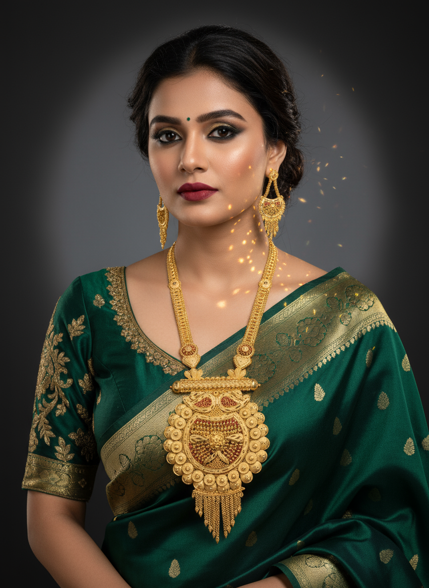 Large Pandent Long Rani Haar with Earrings LRH008