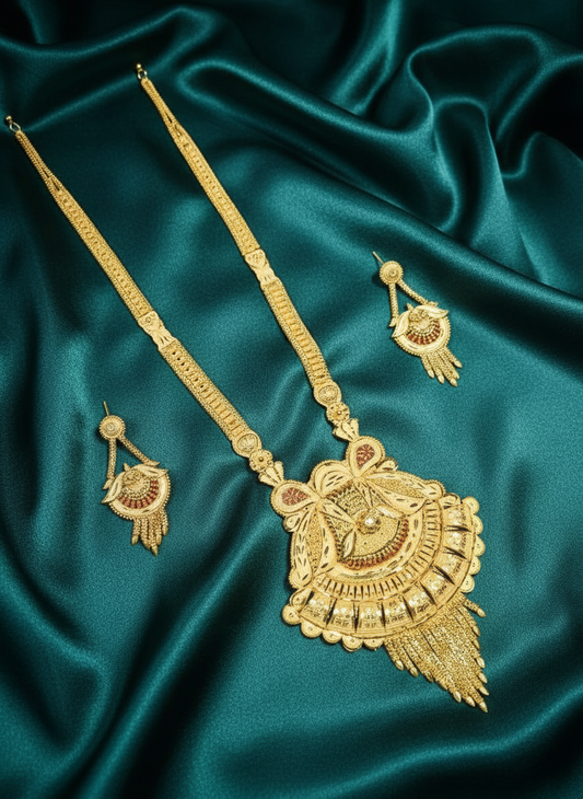 Large Pandent Long Rani Haar with Earrings LRH007
